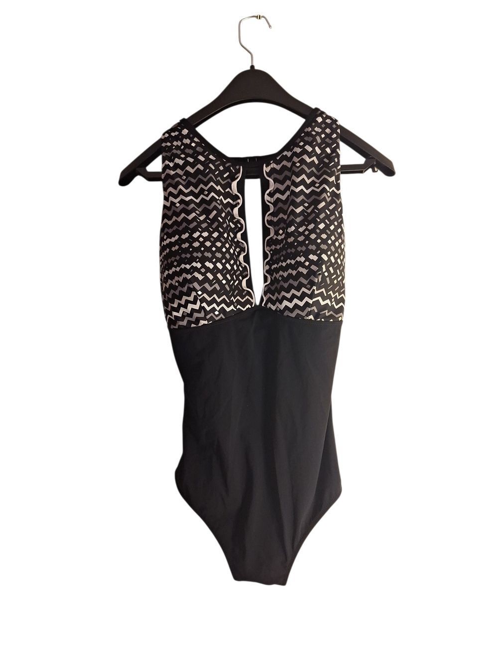 Black & White High-Neck One-Piece Swimsuit
